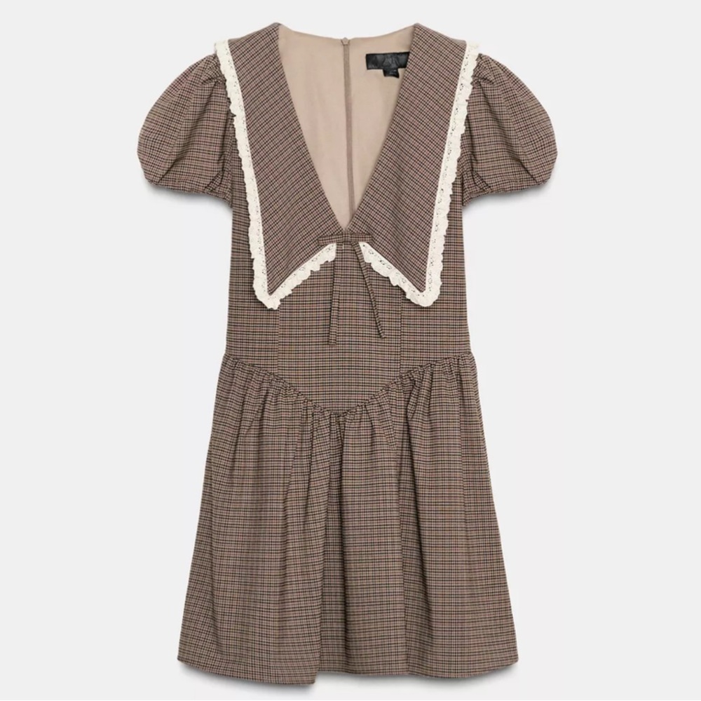 Zara Plaid Peter Pan Collar Dress